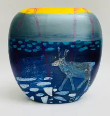 Barbara Rae C.B.E., R.A., R.S.A., ICE TRACKS, Hand-painted ceramic