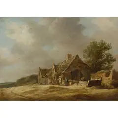 Jan van Goyen, FIGURES WORKING BY FARM COTTAGES