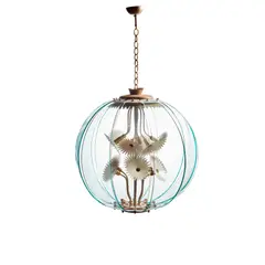 Chandelier, circa 1950 by Pietro Chiesa, 1950, white painted metal and glass, sold Apr 2021