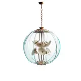 Pietro Chiesa, Chandelier, circa 1950, 1950, white painted metal and glass