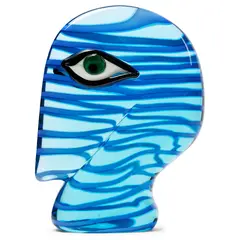 Robert Scherer, Head, 1978, 1978, striated turquoise glass with applied eyes