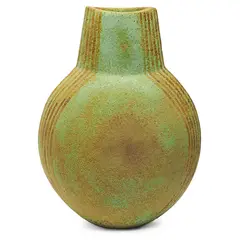 Vessel by John Ward, matt green pitted glaze, sold Apr 2021