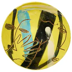Bruce McLean, Bowl, 1986, 1986, glazed earthenware with sgraffito, Anthony D'Offay paper label