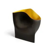 Ashraf Hanna, Undulating Grey Bowl with Yellow Interior and Triangular Base.