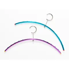 Shiro Kuramata, Two Coat Hangers, designed 1989, 1989, anodized aluminium, 'Spiral' printed to the frame