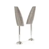 Michael Young, Pair of 'Mama George' Lamps, woven steel shades and chrome bases