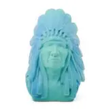 Van Briggle, Pottery Limited Native American Bust, 1979, Two tone light blue glaze certificate of authenticity included