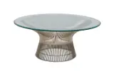 For Knoll Coffee Table by Warren Platner, Steel wire base with beveled round glass top, sold Dec 2024