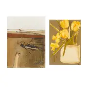 Viola Frey, Landscape and Still Life, two paintings, 1933
