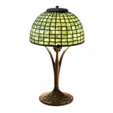 Table Lamp 445 with Dome Shade by Tiffany Studios, Bronze base, green glass dome shade, sold Mar 2024