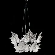 Lalique, Champs Elysees Chandelier, Silver metal body with 12 glass leaves, glass ceiling cap