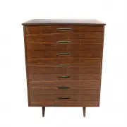 George Nakashima, for Widdicomb Rosewood Origins Dresser, Seven drawers with inset brass pulls, some drawers with dividers to interior