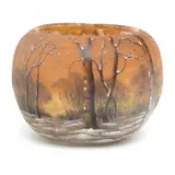 Cameo Glass Enamel Decorated Bowl by Daum, sold Oct 2023