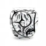 Lalique, Tourbillons Limited Edition Vase, The round and clear crystal vase with raised spiral pattern accented with black enamel comes with small pamphlet about the vase