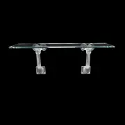 Frosted Glass Mouflons Console Table by Lalique, Two mouflon head supports, rectangular beveled glass top, sold Nov 2022