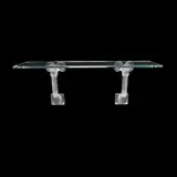Frosted Glass Mouflons Console Table by Lalique, Two mouflon head supports, rectangular beveled glass top, sold Nov 2022