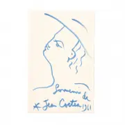Jean Cocteau, Souvenir, autographed drawing, 1889