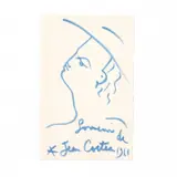 Jean Cocteau, Souvenir, autographed drawing, 1889