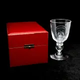 Alexander Joseph von Steuben, Bicentennial of United States Goblet in Case, The glass goblet engravedf with U.S. insignia and The Bicentennial of the United States of America original fitted red case included