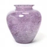 Cluthra Vase by Alexander Joseph von Steuben, 1930, Purple glass the vase with everted mouth, high shoulder tapering to narrow round base, sold Mar 2023