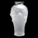 Frosted Crystal Giverny Vase by Lalique, sold Aug 2022