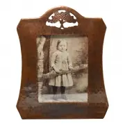 Dirk Van Erp, Copper Picture Frame, Oak Tree Motif., Hammered copper, cut out oak tree to the top