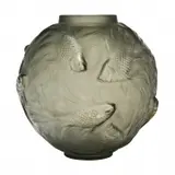 Lalique, Formose Gray Glass Vase., 1945