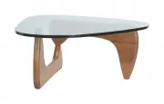 Isamu Noguchi, Walnut and Glass Coffee Table for Herman Miller., 1904, Isamu Noguchi (American, 1904-1988) Irregular triangular beveled glass top with rounded edges on a swiveling wood base