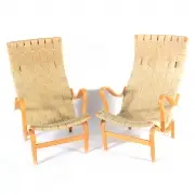 Bruno Mathsson, for Dux Mid-Century Modern Pernilla Easy Chair Pair.