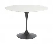 Eero Saarinen, for Knoll Studio Marble Top Tulip Table, 2006, Eero Saarinen (Finish-American, 1910-1961) round white marble top on black coated metal base