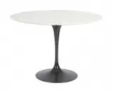 Eero Saarinen, for Knoll Studio Marble Top Tulip Table, 2006, Eero Saarinen (Finish-American, 1910-1961) round white marble top on black coated metal base