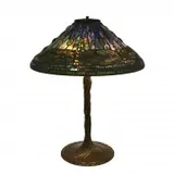 Dragonfly Lamp. by Tiffany Studios, The shade is mounted on a rare bronze Twisted Vine base which has a striking patina of green with brown highlights, sold Dec 2019