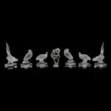 Set of Six Crystal Bird Form Card Holders and a Ram Form Group by Lalique, sold Dec 2019