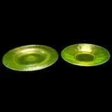 Carder Yellow Iridescent Glass Plates, Lot of Two. by Alexander Joseph von Steuben, 1925, sold Sep 2019