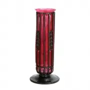 Daum, for Majorelle Art Deco Pink Lavender Glass and Wrought-Iron Vase., 1930, Markings to the bottom of the glass read, Daum, Nancy France, L Majorelle