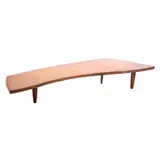for Widdicomb Origins Line SUNDRA Coffee Table Model 200. by George Nakashima, Walnut with inset birdseye birch top over three flat tapering conical legs, sold Sep 2019