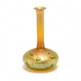 Iridescent Blown Glass Hearts Vines Bud Vase. by Tiffany Studios, 1915, L.C.Tiffany Inc. - Favrile 1843-6863M inscribed on the bottom.  Museum inventory bumber on the bottom, sold Sep 2019