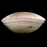 (1893-1998) Folded Bowl by Beatrice Wood, 1980, Terracotta pottery vessel of ovular form, with delicate purple to cream glaze, sold Aug 2019