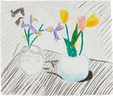 White Porcelain, from Moving Focus series by David Hockney, 1985-86, Lithograph, etching and aquatint in colors, on TGL handmade paper, the full sheet, sold Oct 2018