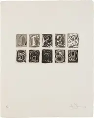 0-9 by Jasper Johns, 1975, Etching with aquatint, on Barcham Green paper, with full margins, sold Oct 2018