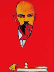 Red Lenin by Andy Warhol, 1987, Screenprint in colors, on Arches 88 paper, the full sheet, sold Oct 2018