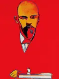 Red Lenin by Andy Warhol, 1987, Screenprint in colors, on Arches 88 paper, the full sheet, sold Oct 2018