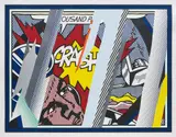 Roy Lichtenstein, Reflections on Crash, from Reflections Series, 1990, Lithograph, screenprint, relief and metallized PVC collage with embossing in colors, on Somerset paper, with full margins