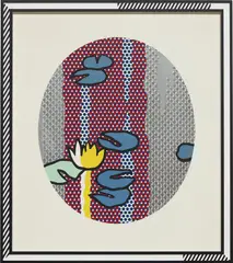 Roy Lichtenstein, Water Lilies - Blue Lily Pads, from Water Lilies Series, 1992, Color screenprinted enamel on processed and swirled stainless steel, contained in the artist's painted relief wood frame