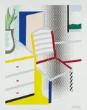 Roy Lichtenstein, Interior with Chair, from Leo Castelli 90th Birthday portfolio, 1997, Screenprint in colors, on Somerset paper, with full margins