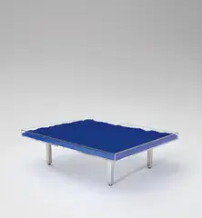 Table Bleu KleinTM / Klein Blue® Table by Yves Klein, designed 1961, IKB pigment, glass, Plexiglas, chrome-plated metal, sold Oct 2018