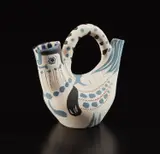 Pablo Picasso, Spanish pitcher (Pichet Espagnol), 1954, White earthenware turned vase painted in colors, with knife engraving and partial brushed glaze; ceramic, Madoura edition