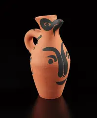 Yan face (Yan visage) by Pablo Picasso, 1963, Ceramic pitcher painted in black; ceramic, Madoura edition, sold Oct 2018