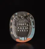 Mat owl (Hibou mat) by Pablo Picasso, 1955, White earthenware rectangular dish painted in colors with partial brushed glaze on the underside; ceramic, Madoura editi, sold Oct 2018