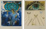 Ultra-Surrealistic Corpuscular Galutska; and The Eye of Surrealistic Time, from Memories of Surrealism by Salvador Dalí, 1971, Two drypoints over lithograph in colors, on Arches paper, with full margins, sold Oct 2018